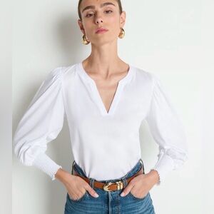 Nation Los Angeles White Flora Peasant Tee Organic Cotton Small